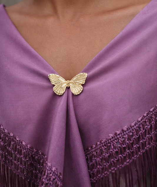 Broche Dorado Mediano · Mariposa Oro Brillo (Talla M)