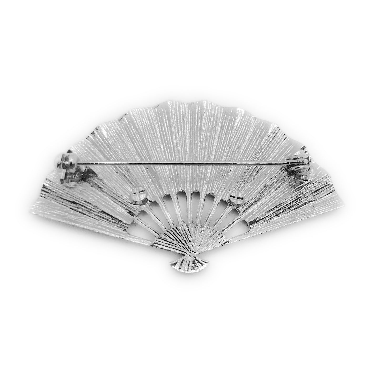 Broche Abanico Flamenco Plateado · Abanico Plata Brillo (Talla M)