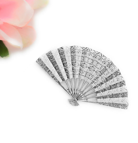 Broche Abanico Flamenco Plateado · Abanico Plata Brillo (Talla M)