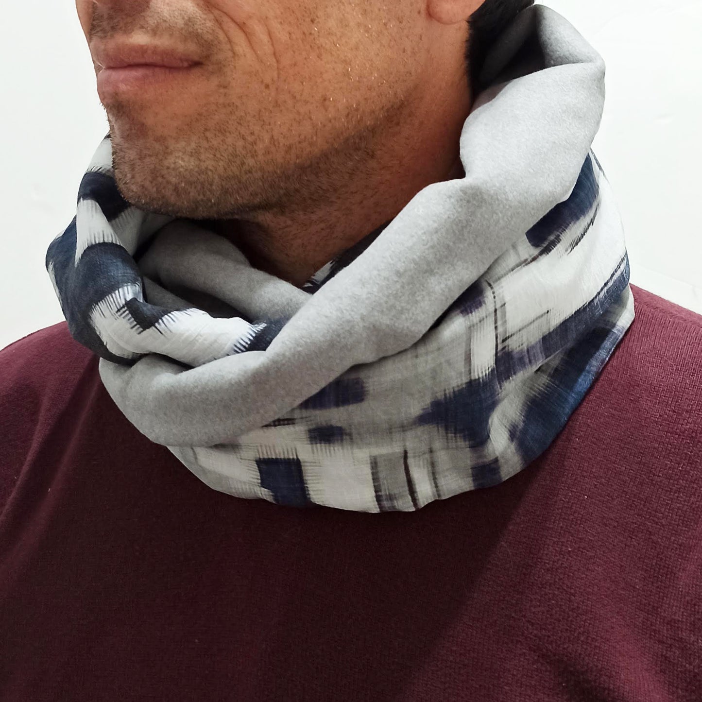 Bufanda Infinita Cuello Hombre · Estampado, Revés Gris
