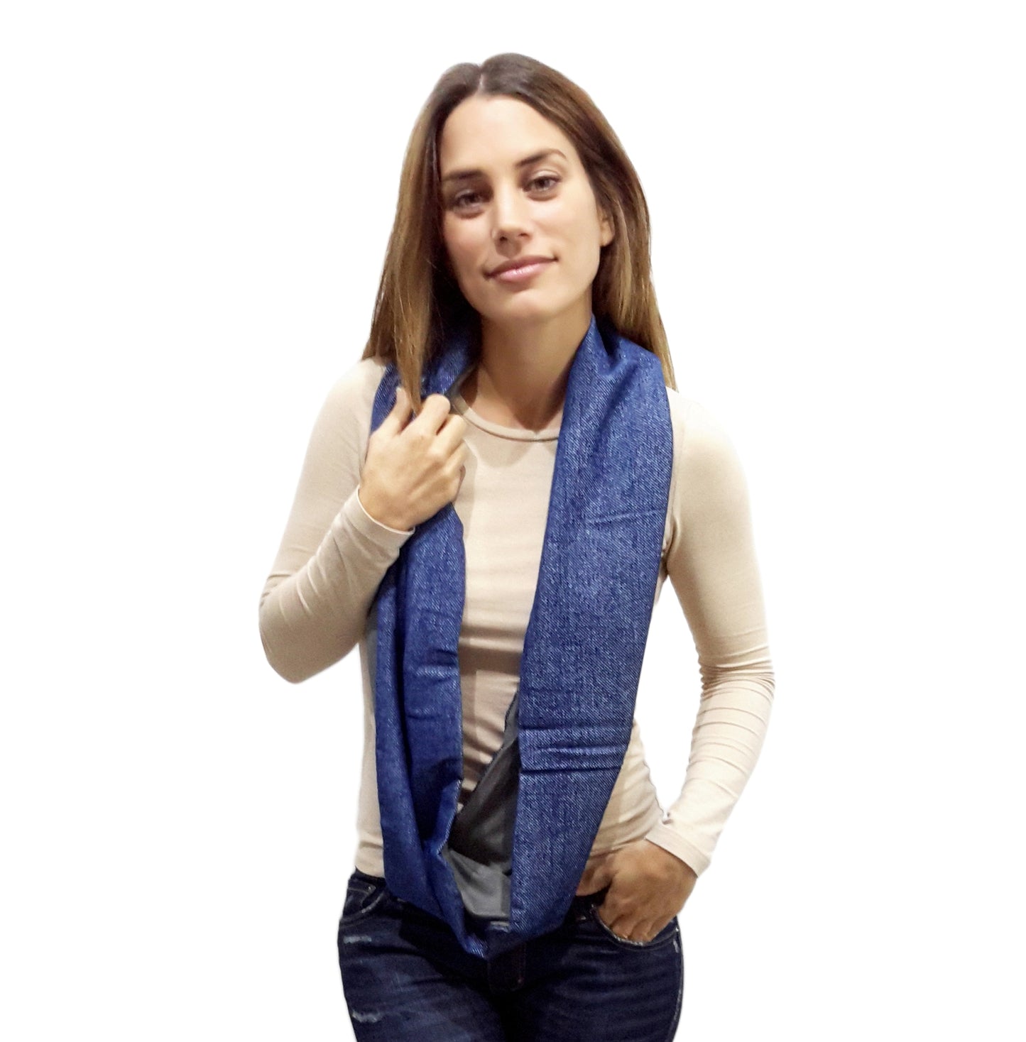 Bufanda Infinita Reversible · Azul/Oliva
