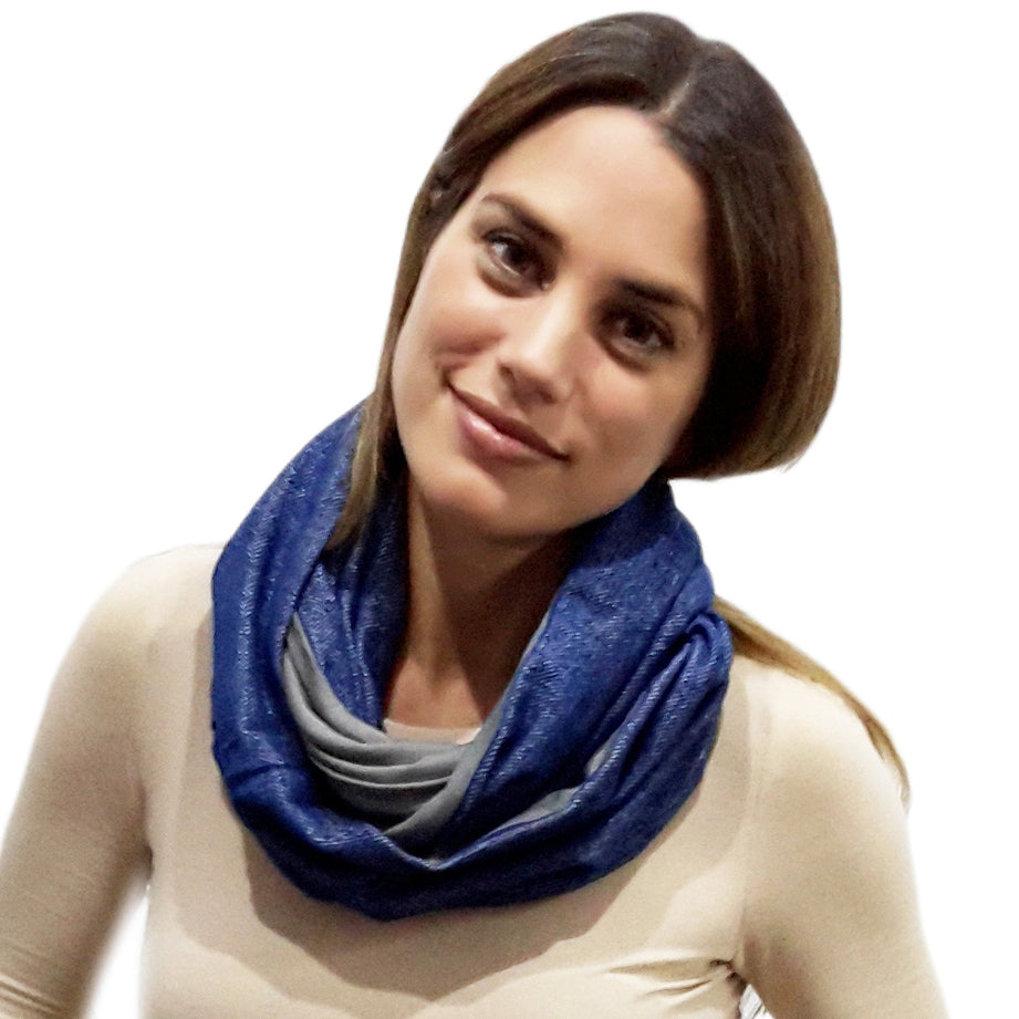 Bufanda Infinita Reversible · Azul/Oliva