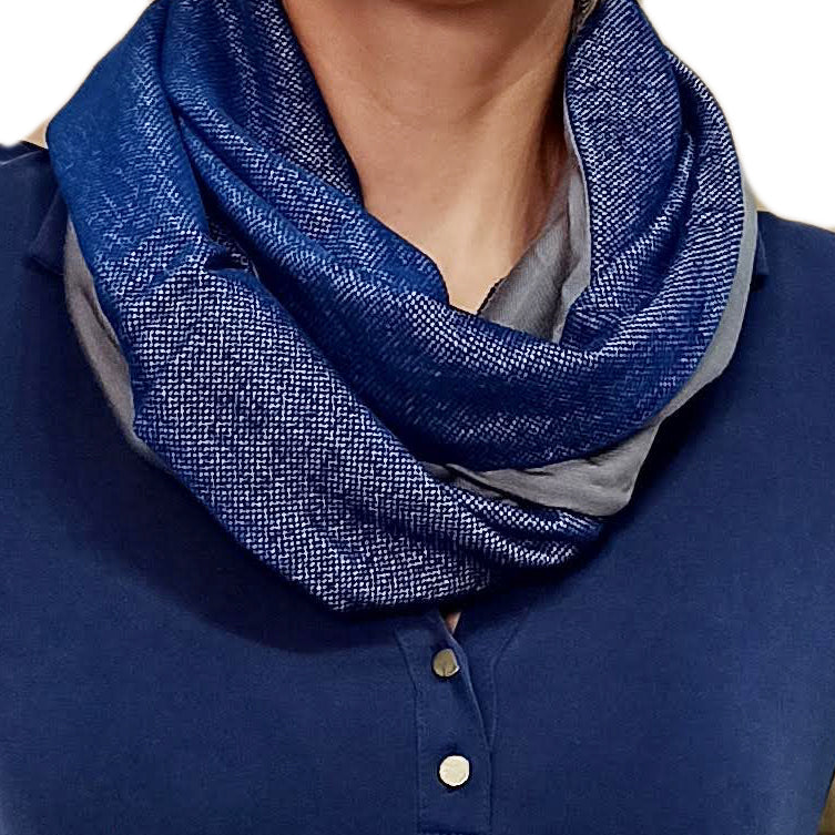 Bufanda Infinita Reversible · Azul/Oliva