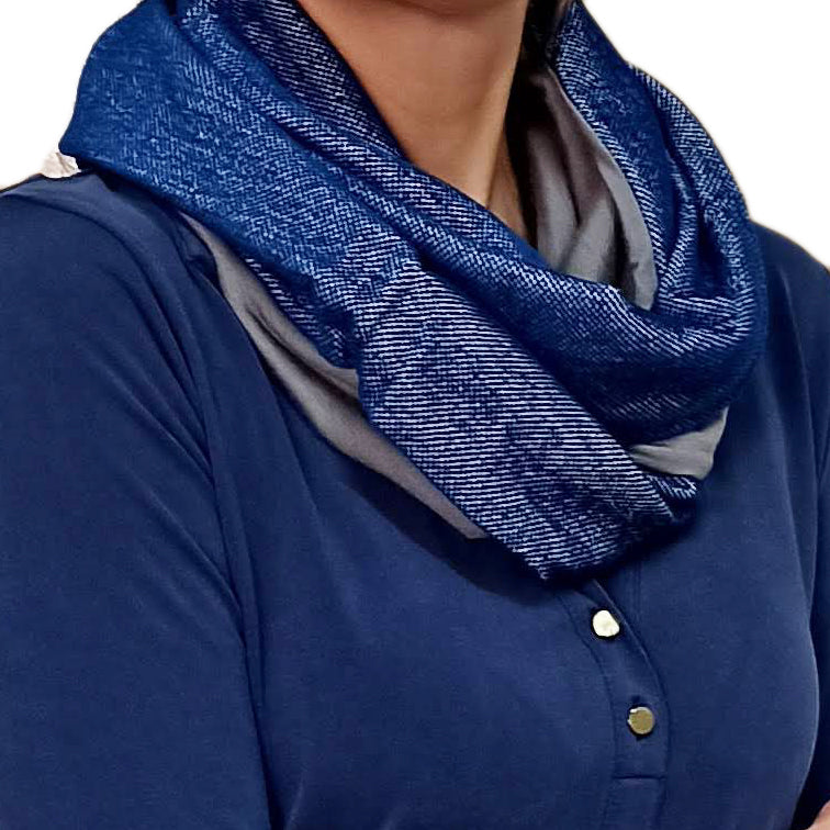 Bufanda Infinita Reversible · Azul/Oliva