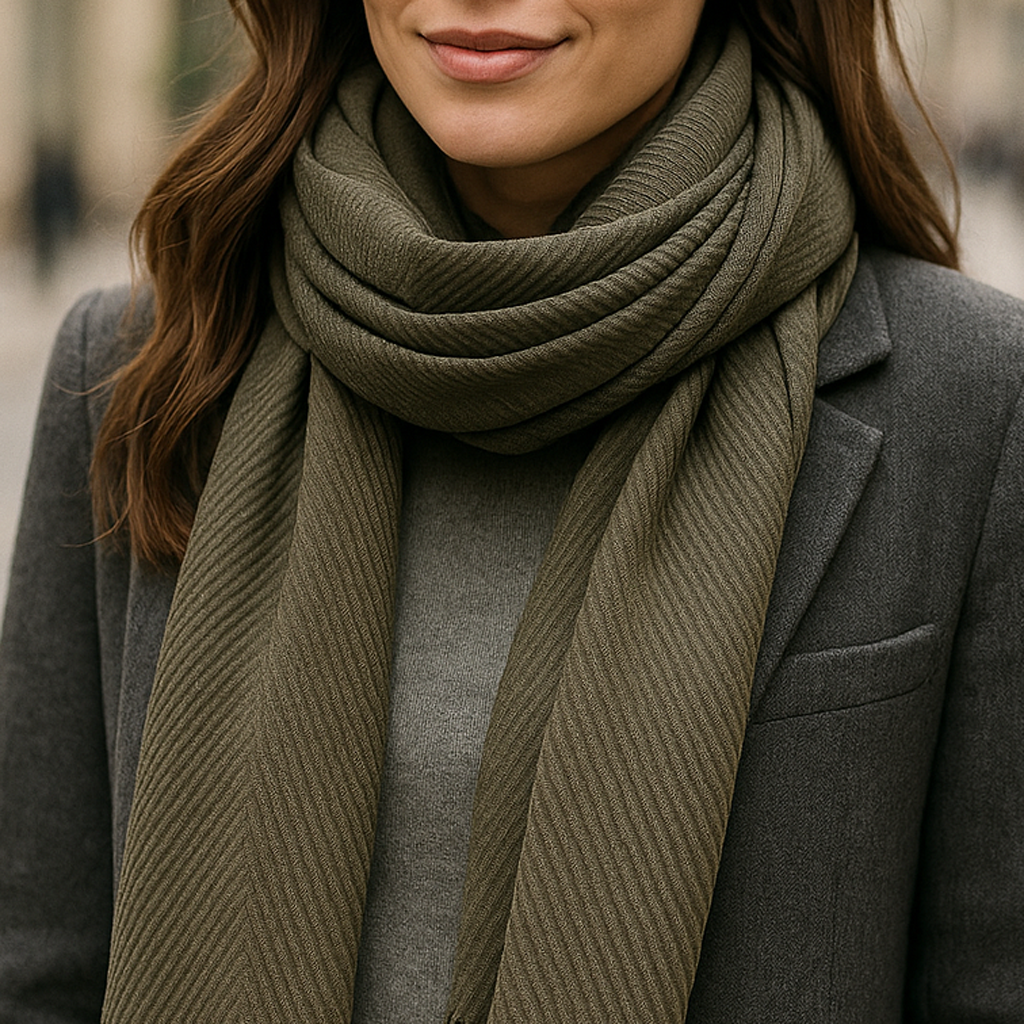Bufanda Larga Plisada · Oliva (última unidad!)