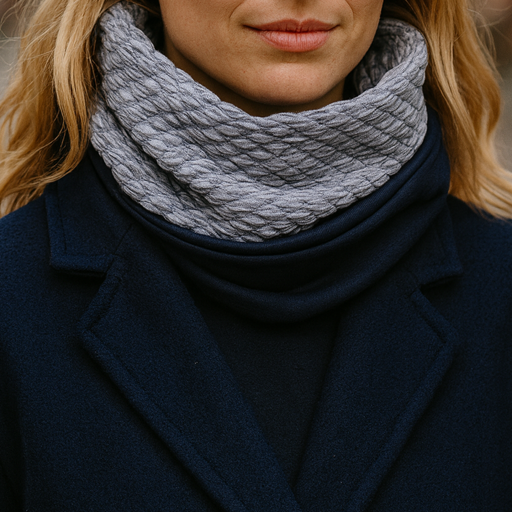 Bufanda Infinita Cuello Mujer Doble Tela Reversible · Rombos/Azul