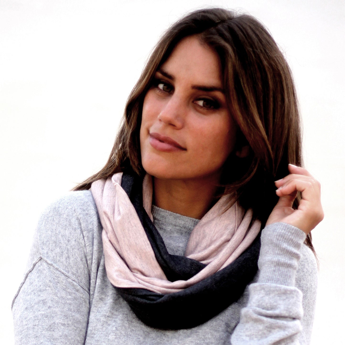 Bufanda Cuello Reversible · Rosa/Gris