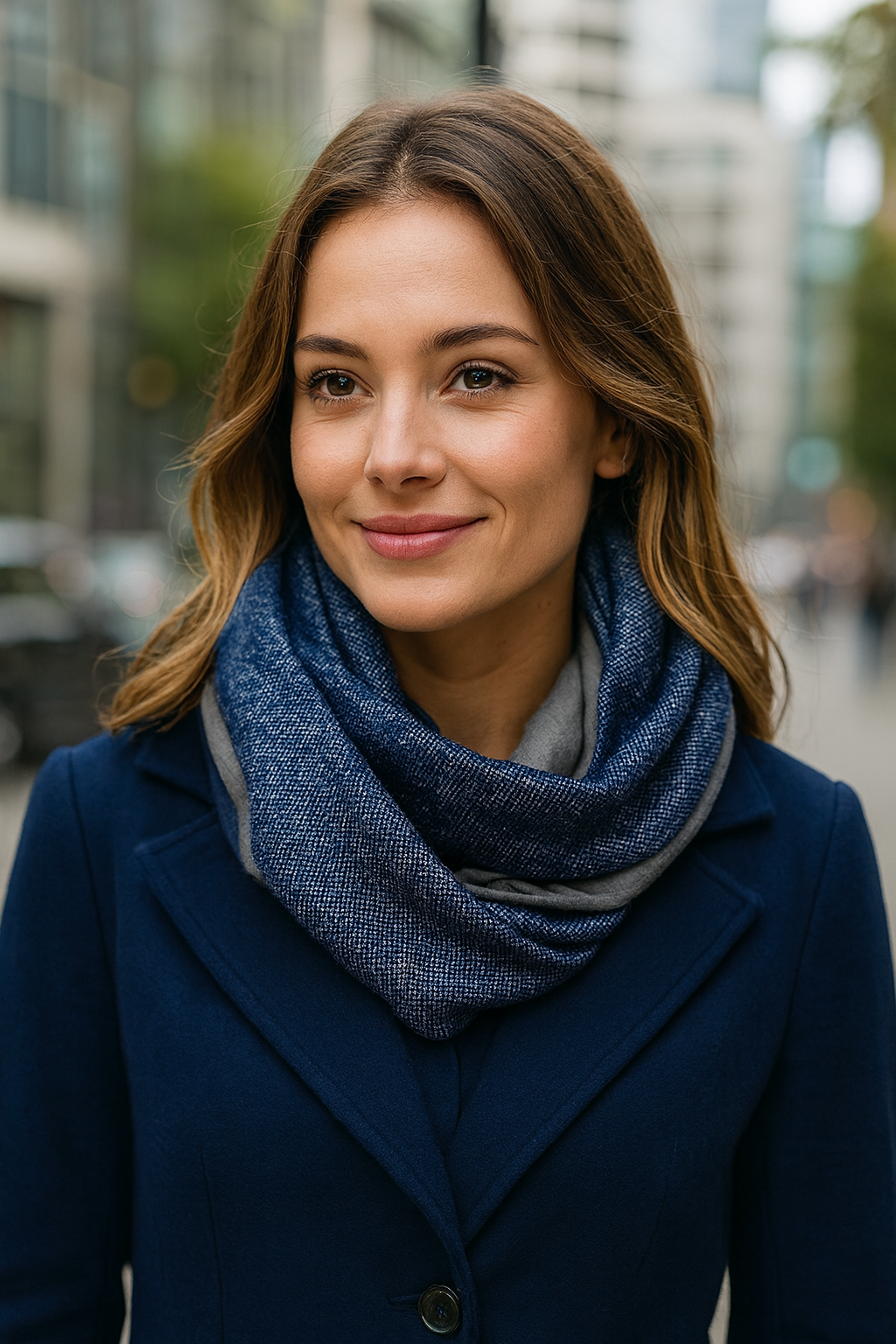 Bufanda Infinita Reversible · Azul/Oliva