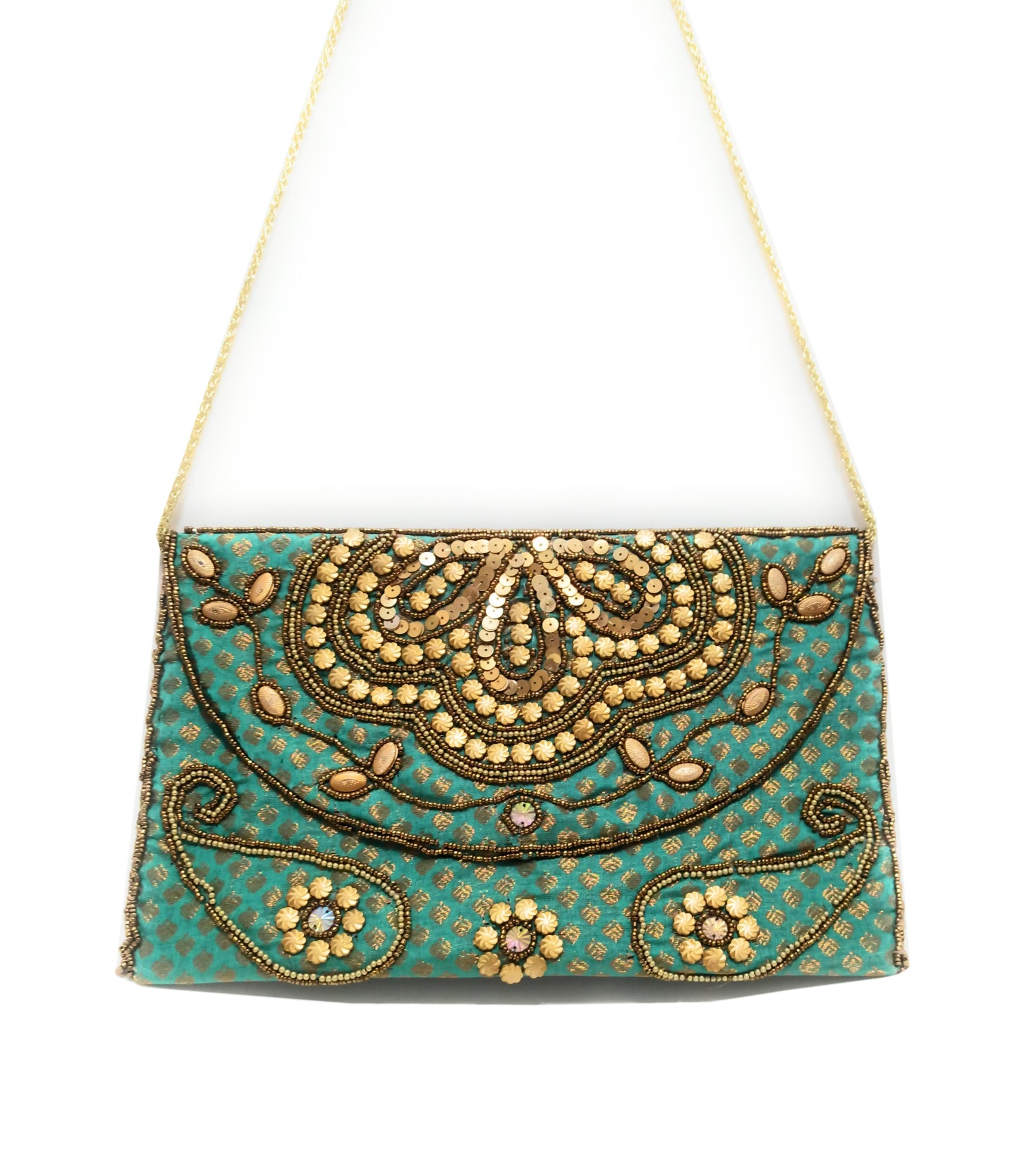 Cartera De Mano Grande · Artesanía bordada, Turquesa