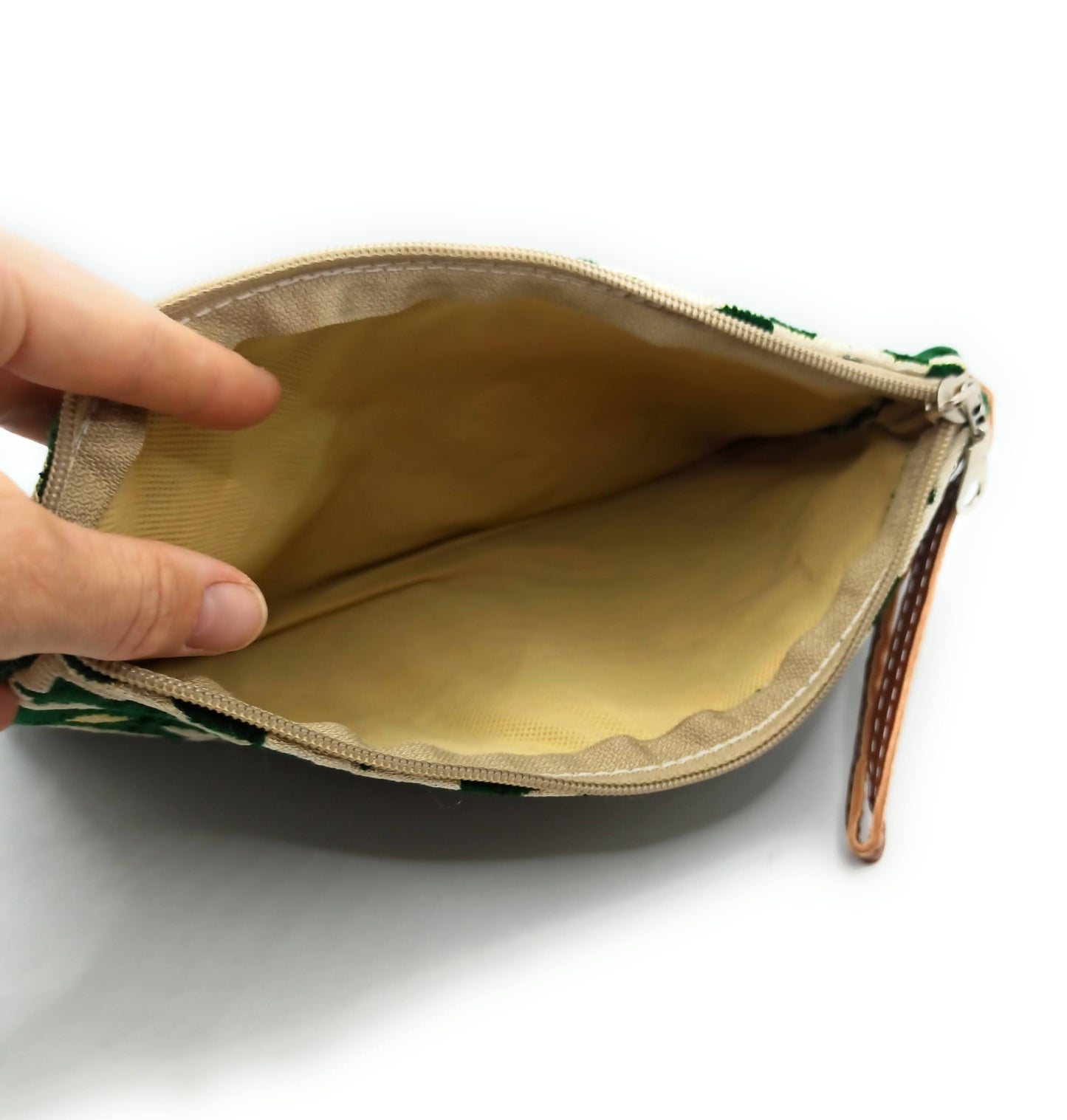 Cartera de Mano Neceser Estampado Andaluz – Colorido y Alegre · Verde Claro