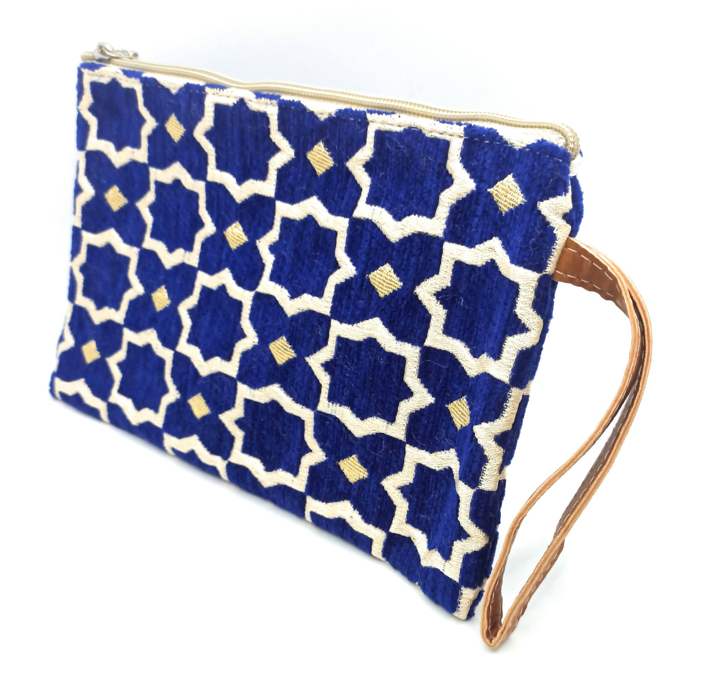 Cartera de Mano Neceser Estampado Andaluz – Colorido y Alegre · Azul Marino