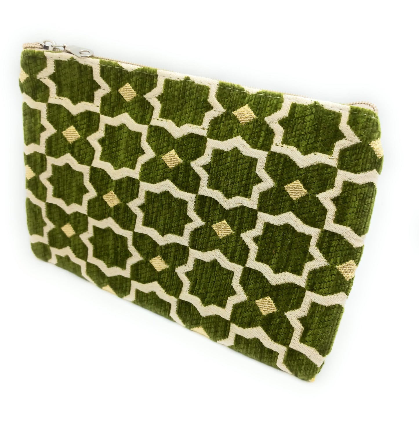 Cartera de Mano Neceser Estampado Andaluz – Colorido y Alegre · Verde Claro