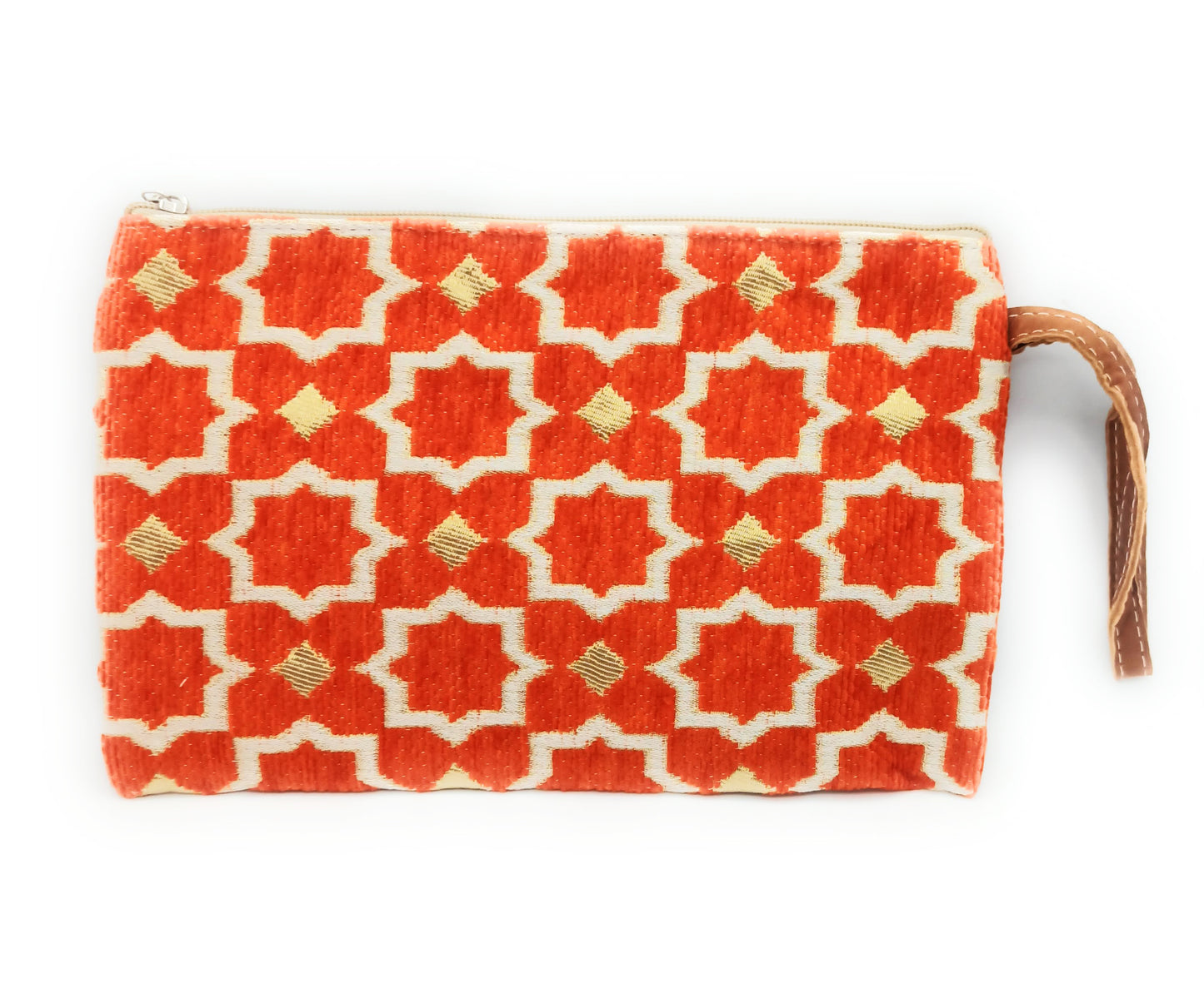 Cartera de Mano Neceser Estampado Andaluz – Colorido y Alegre · Naranja