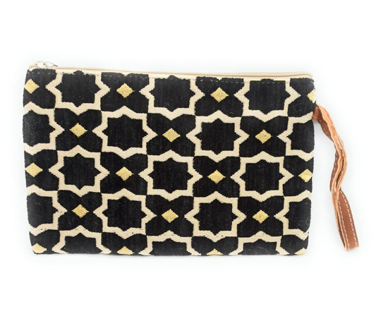 Cartera de Mano Neceser Estampado Andaluz – Colorido y Alegre · Negro
