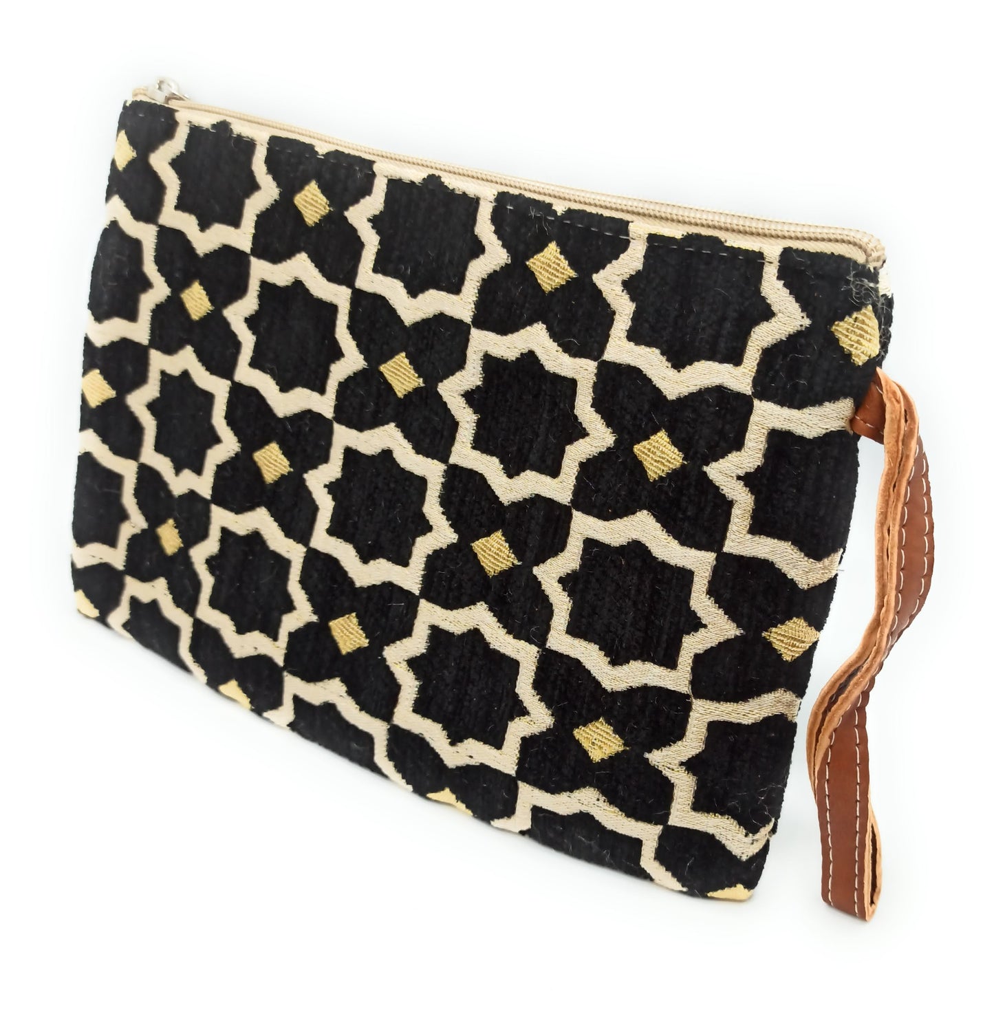 Cartera de Mano Neceser Estampado Andaluz – Colorido y Alegre · Negro