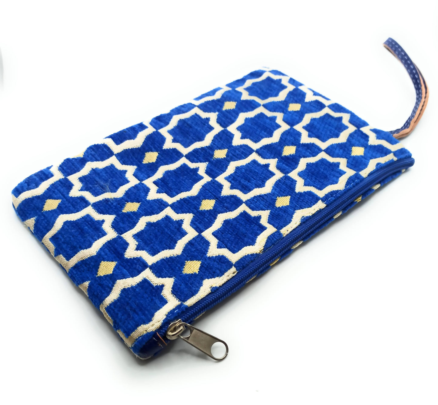 Cartera de Mano Neceser Estampado Andaluz – Colorido y Alegre · Azul Claro
