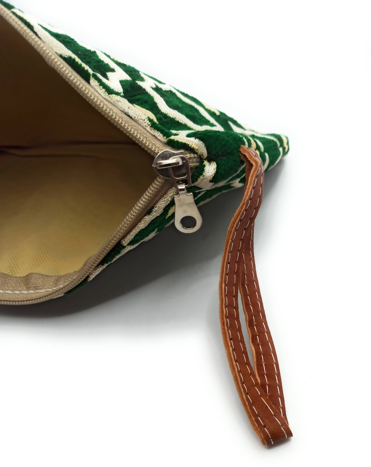 Cartera de Mano Neceser Estampado Andaluz – Colorido y Alegre · Verde Oscuro