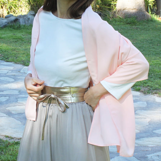 Chal de Fiesta Crepe de Seda – Elegancia Artesanal Hecha en Sevilla · Rosado Salmón (50x150cm)