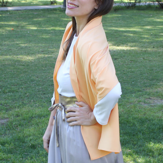 Chal de Fiesta Crepe de Seda – Elegancia Artesanal Hecha en Sevilla · Naranja (50x150cm)