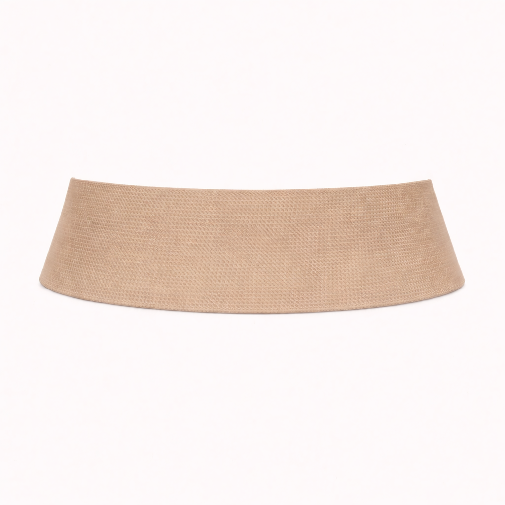 Ceinture élastique en daim beige avec grande boucle dorée | Taille ajustable ML