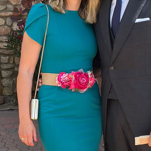 Cinturón de Flores · Rafia Fucsia