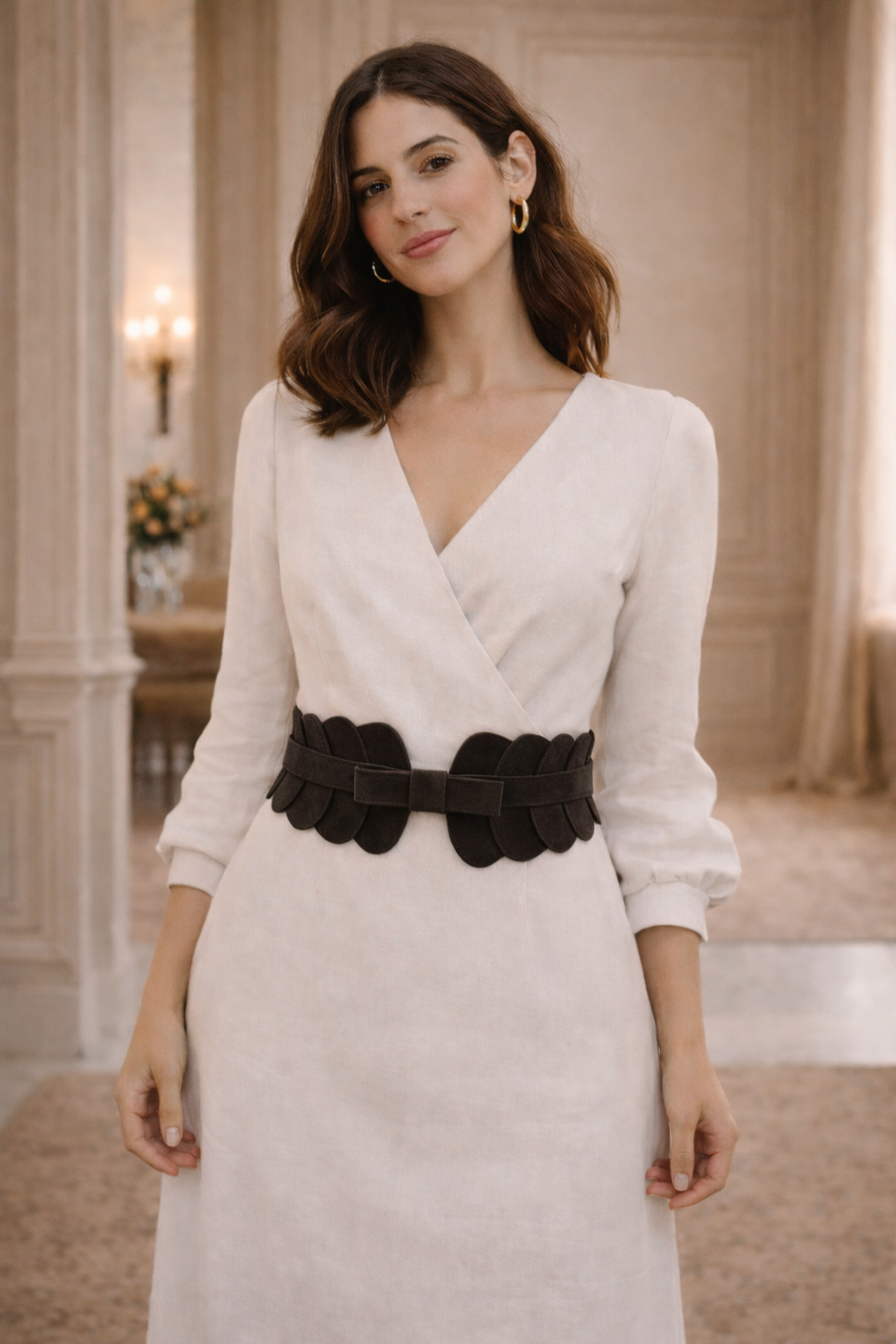 Cinturón elástico de ante negro con lazo | Elegante y cómodo (Edición limitada)