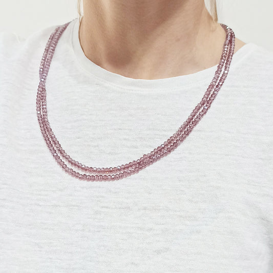 3 en 1: Collar Largo | Corto Doble | Pulsera · Malva