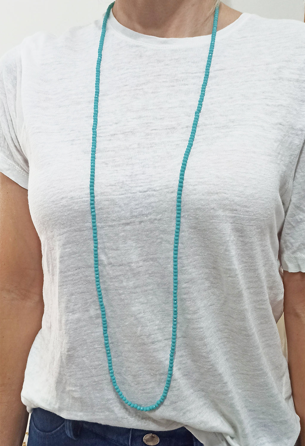 3 en 1: Collar Largo | Corto Doble | Pulsera · Turquesa