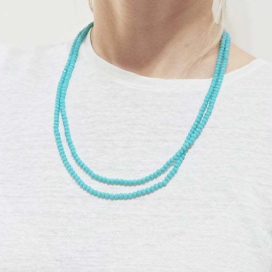 3 en 1: Collar Largo | Corto Doble | Pulsera · Turquesa