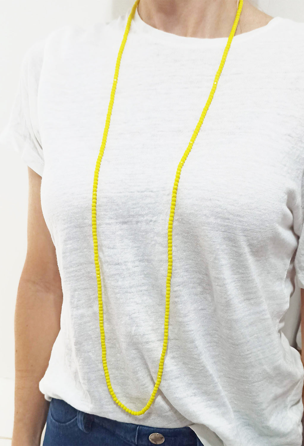 3 en 1: Collar Largo | Corto Doble | Pulsera · Amarillo