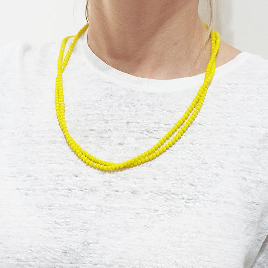 3 en 1: Collar Largo | Corto Doble | Pulsera · Amarillo