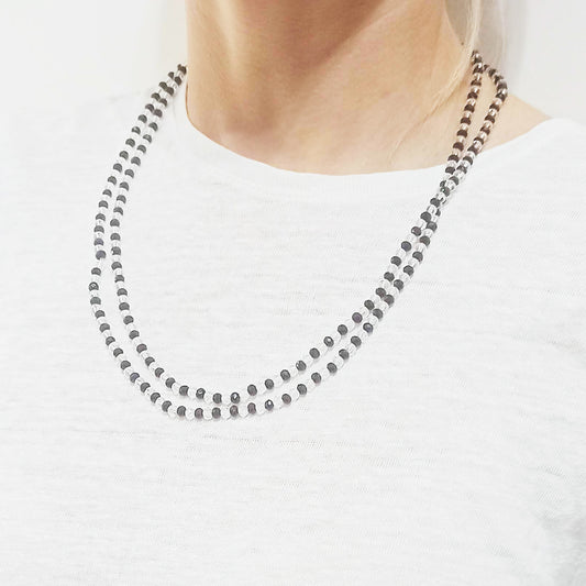 3 en 1: Collar Largo | Corto Doble | Pulsera · Negro Blanco