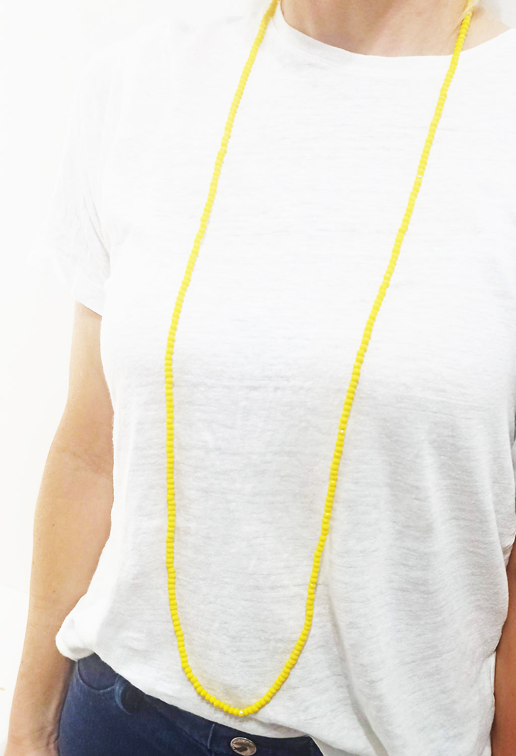 3 en 1: Collar Largo | Corto Doble | Pulsera · Amarillo Claro