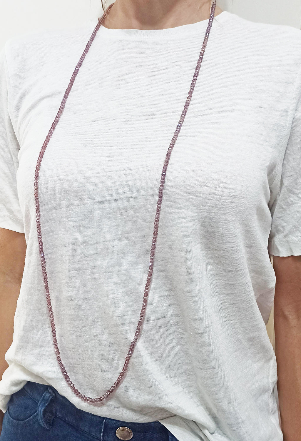 3 en 1: Collar Largo | Corto Doble | Pulsera · Malva