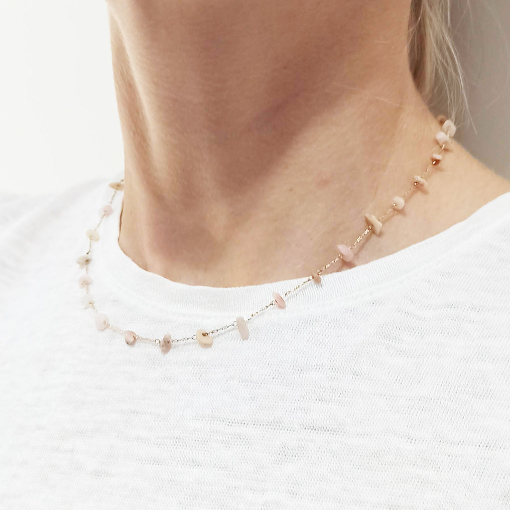 Collar Corto Piedras Semipreciosas · Oro Rosa