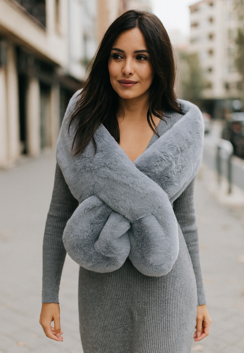 Estola de Pelo Sintético Grande · Gris Perla 160x27cm (Talla S/M) últimas unidades!