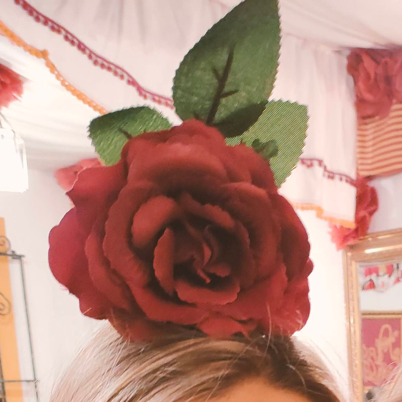 Flor Flamenca Pelo Mediana Ø13cm · Burdeos