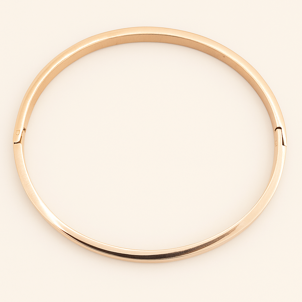 Brazalete Oro Rosa Aro Ovadado Pulsera Rígida Fina · Oro Rosa Brillo (última unidad!)