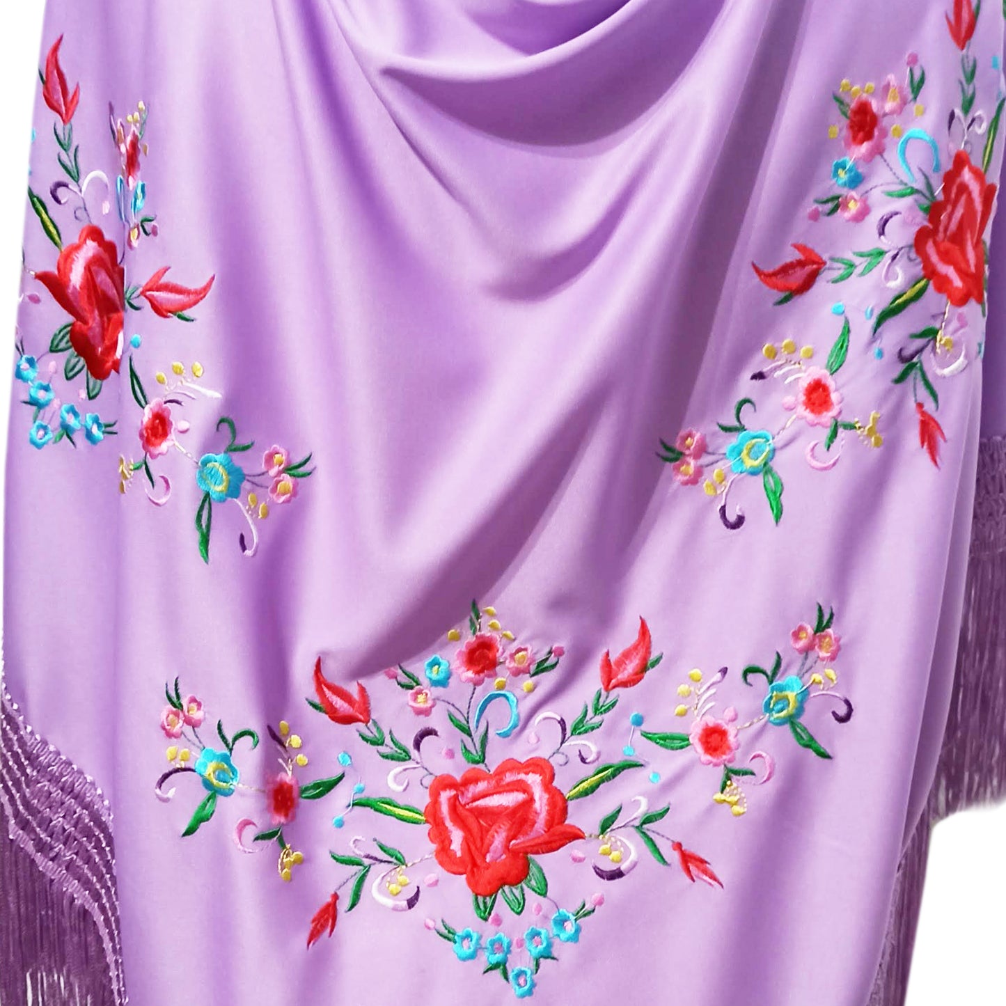 Mantón Flamenco Grande Bordado · Lila Multicolor (160 x 85cm) últimas unidades!
