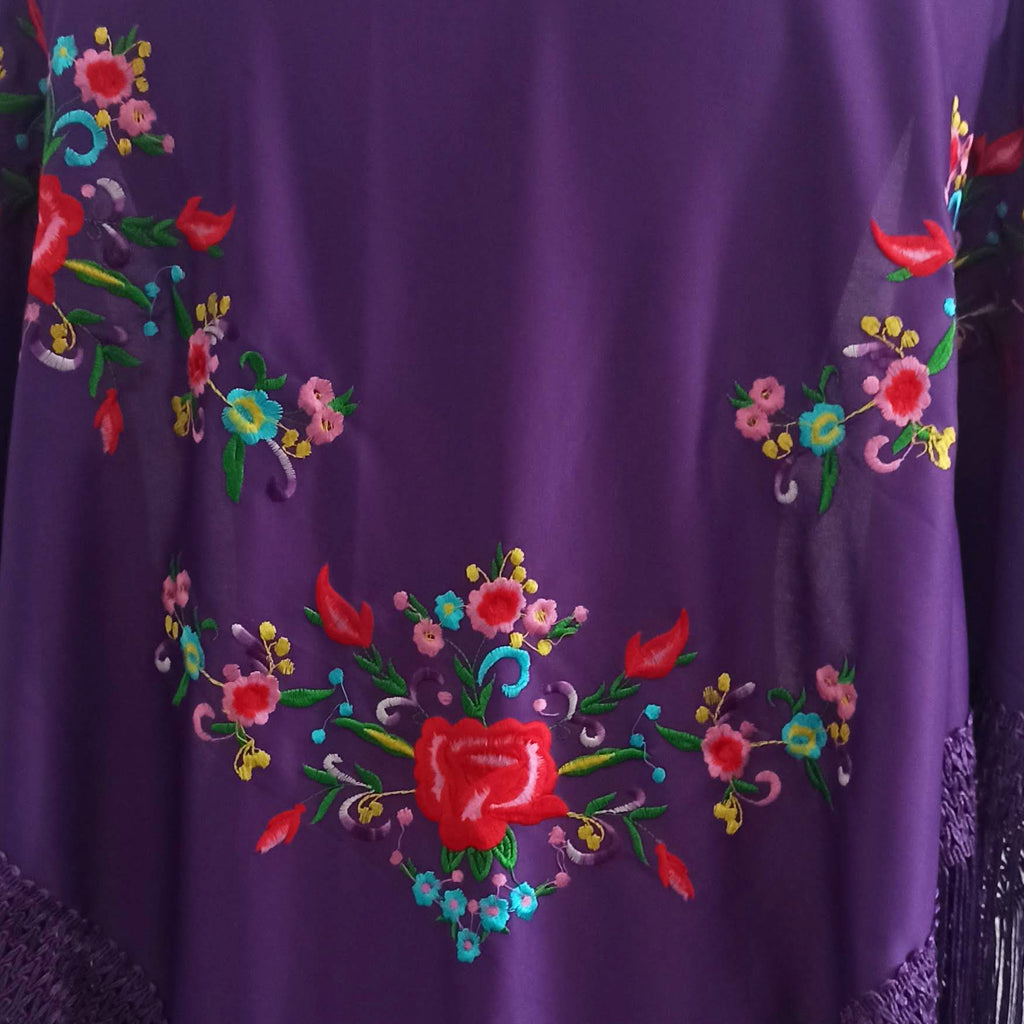 Mantón Flamenco Grande Bordado · Morado Multicolor (175 x 85cm) últimas unidades!