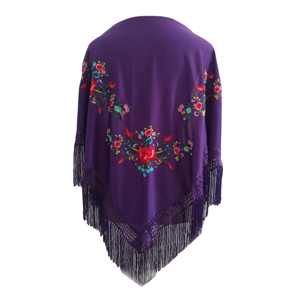 Mantón Flamenco Grande · Morado Bordado Multi (175 x 85cm) últimas unidades!