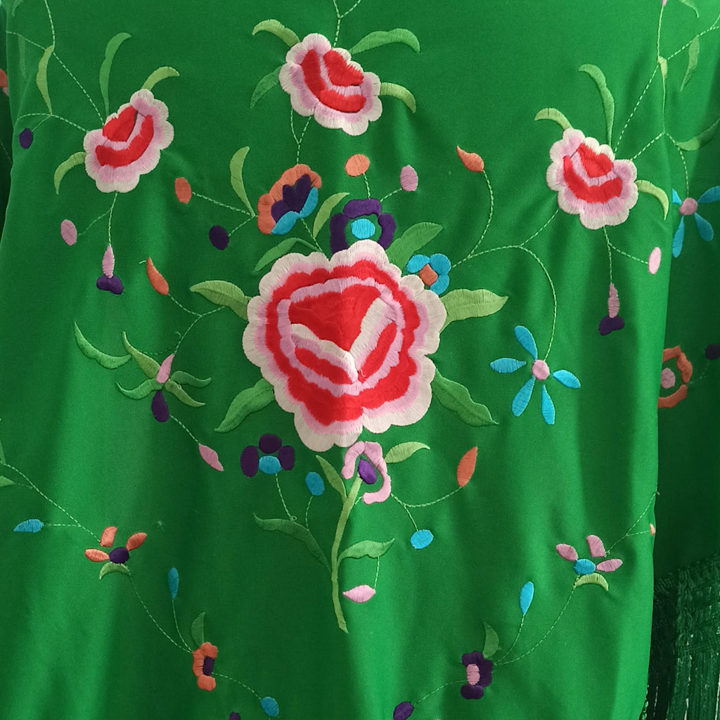 Mantón Flamenco Grande Bordado · Verde Multicolor (160 x 85cm) últimas unidades!