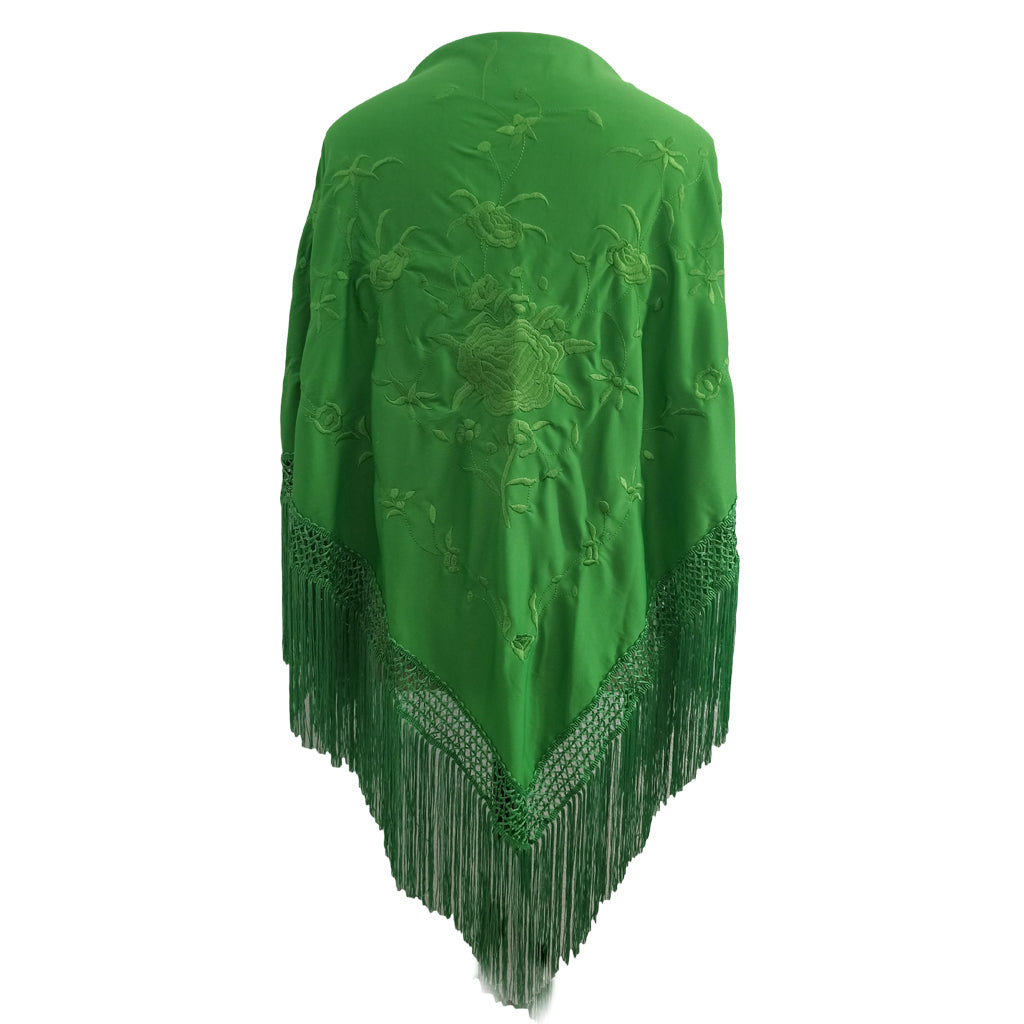 Mantón Flamenco Grande · Verde Pistacho Bordado Verde (175 x 85cm) última unidad!