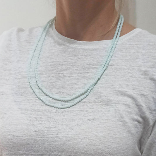 3 en 1: Collar Largo | Corto Doble | Pulsera · Verde Agua