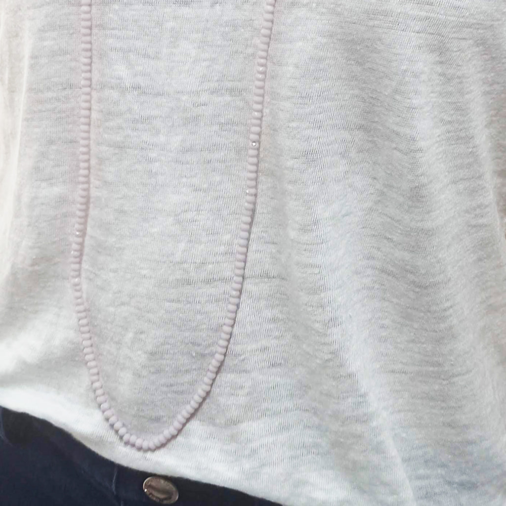 3 en 1: Collar Largo de Cuentas Colores | Collar Corto Doble | Pulsera · Malva Claro