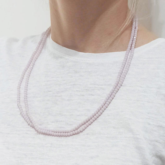 3 en 1: Collar Largo | Corto Doble | Pulsera · Malva Claro