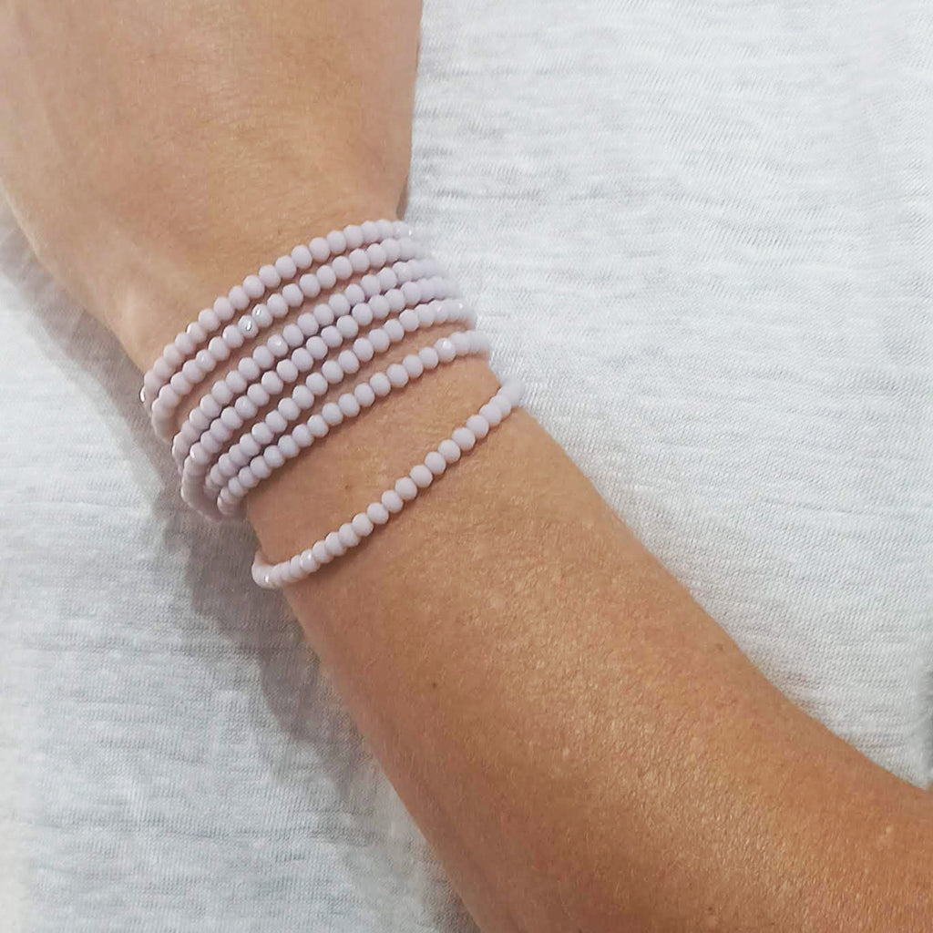 3 en 1: Collar Largo de Cuentas Colores | Collar Corto Doble | Pulsera · Malva Claro