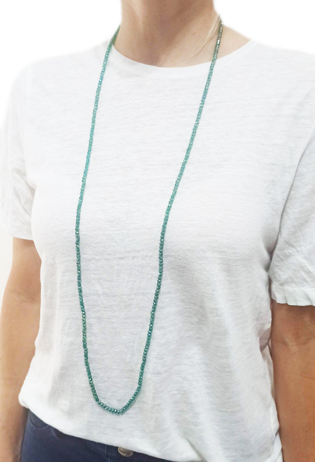 3 en 1: Collar Largo de Cuentas Colores | Collar Corto Doble | Pulsera · Verde