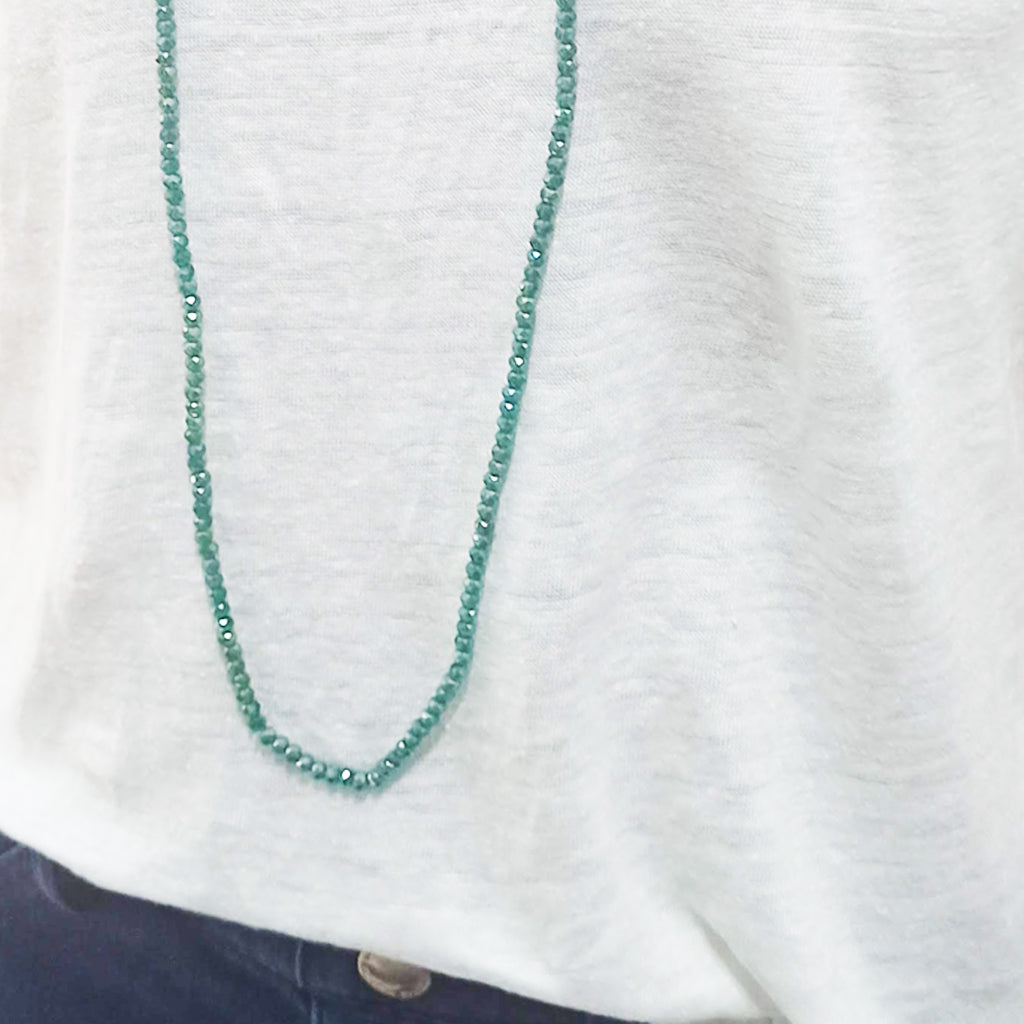 3 en 1: Collar Largo de Cuentas Colores | Collar Corto Doble | Pulsera · Verde