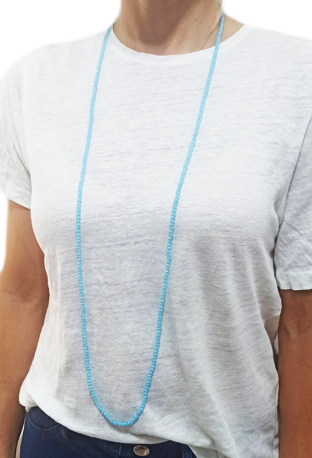 3 en 1: Collar Largo | Corto Doble | Pulsera · Azul Claro